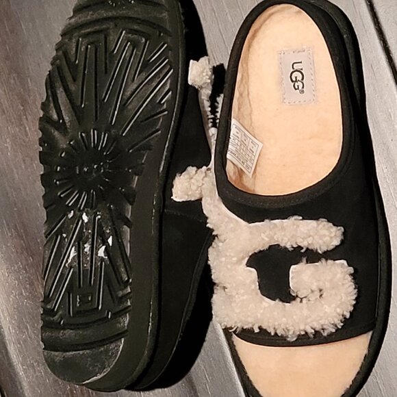 UGG Black / Cream Slides Slippers US7 - Picture 6 of 8